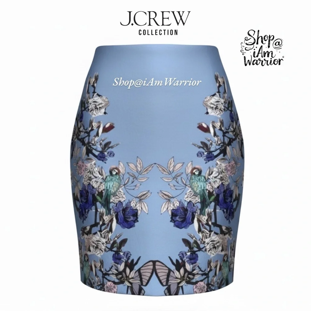 J.Crew Collection silk shantung botanical bird mini skirt *shop@iamwarrior